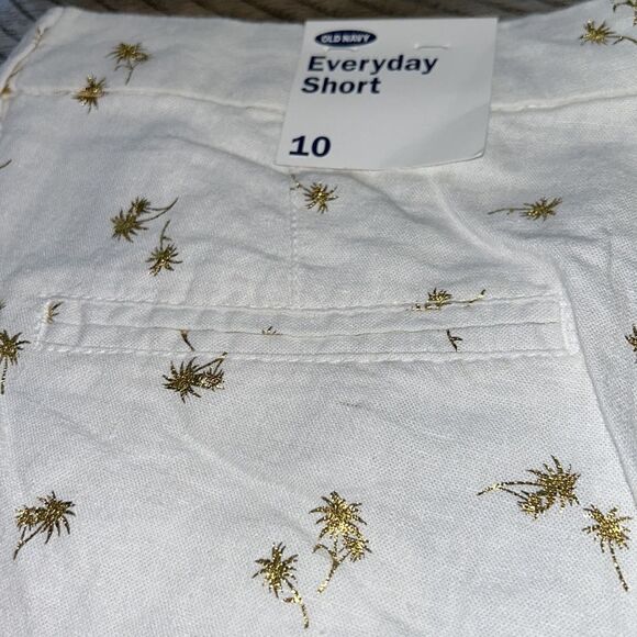 Chic & Polished 🏝️Gold Embossed Palm Tree 🌴 Cotton Shorts 🩳 🌴 2 Pockets - Picture 7 of 17